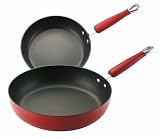 KitchenAid Gourmet Essentials Hard Base 9 and 11-Inch Deep Skillet, Set of 2, Red