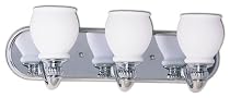 Price Pfister Treviso Three-Light Upward Wall Sconce, Chrome with Opal White Globes #9613-15