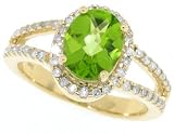 41B1XENDd2L. SL160  1.82ct Oval Peridot and Diamond Ring in 10Kt Yellow Gold