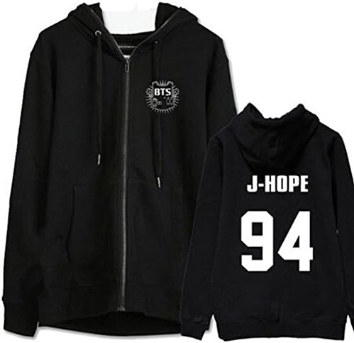 Redfly1 BTS Bangtan Boys Hooded Fleece Zip Sports Sweatershirt, J-Hope, L