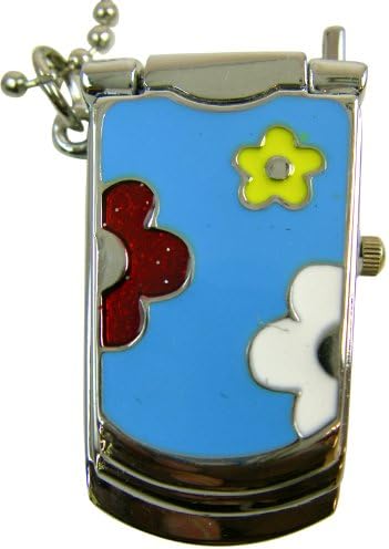 Blue Cell Phone Necklace Watch - Necklace Clock