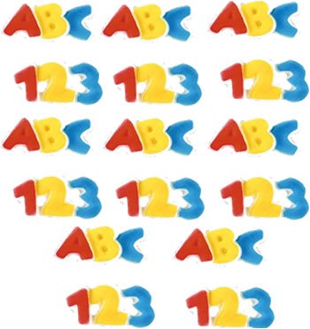 School Cakes, Cupcakes, Cookies - ABC & 123 Shaped Edible Hard Sugar Decorations (16... by Lucks