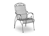 Meadowcraft Bordeaux Wrought Iron Metal Arm Patio Dining Chair Textured Bronze Finish