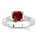 18k White Gold or Yellow Gold Square Garnet and Diamond Ring (H/SI2, 1/8 ct. tw.)