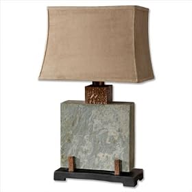 Slate Square Table Lamp in Slate