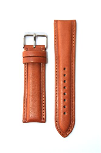 20mm Tan Italian Leather Classic Design Watchband with S/S Buckle and Nubuck Lining