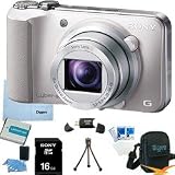 Sony Cyber-shot DSC-HX10V 18.2 MP Exmor R CMOS Digital Camera with 16x Optical Zoom and 3.0-inch LCD (Silver) BUNDLE with Sony 16GB Card, Spare Battery, Card Reader, Case, Mini Tripod, LCD Screen Protectors, Lens Cleaning Kit + More!