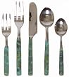 Decorative Flateware 5pc Place Setting with Turquiose Resin Handles