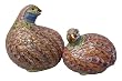 Pair of pink quail birds " peace and courage " - hand painted chinese porcelain