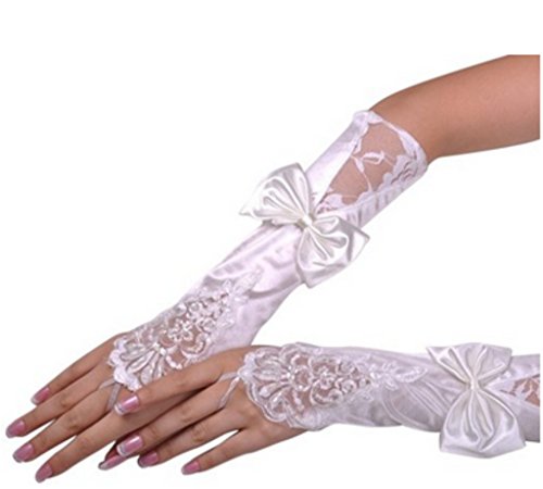 Yxjdress women s lace bowknot fingerless wedding gloves white,whi…