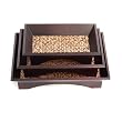 Set of 3 Handmade Decorative Mango Wood Trays / Platters With Woven Rattan Inlay