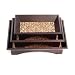Set of 3 Handmade Decorative Mango Wood Trays / Platters With Woven Rattan Inlay