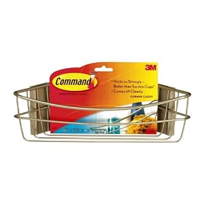 Click here to buy 3M Command 17617B Satin Nickel Corner Caddy with Adhesive Strips by 3M.