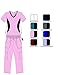 G Med Women's V Neck w. Knit Panels Scrub Top and Pant 2 Piece Fashion Sets