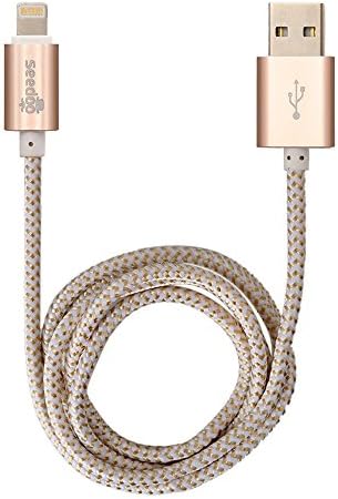 Seedoo Nylon Braided Data Sync Lightning Cable for iPhone6/6s/6 Plus/6s Plus, iPhone 5/5c/5s, iPad Pro, iPad Air 2, iPad Air, iPad mini 4 3 2 (1m / 3.28ft) Gold