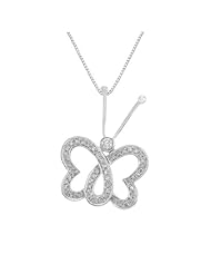 10kt White Gold Diamond Butterfly Pendant Necklace (0.25 cttw, H-I Color, I2-I3 Clarity), 18"