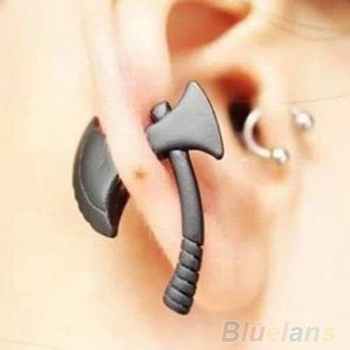 Punk Cool Black Stereoscopic Ax/ Hatchet Impalement Men's/ Women's Stud Earring