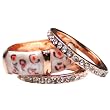 Triple Enamel and Crystal Rose Tone Stackable Ring Set Triple Enamel and Crystal Rose Tone Stackable Ring Set