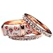 Triple Enamel and Crystal Rose Tone Stackable Ring Set
