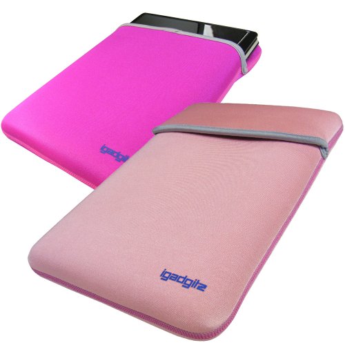 Igadgitz Pink/baby Pink Reversible Neoprene Sleeve Case Cover For 10-10.2" Samsung N110, N120, N130, N140, N310, Nc10, Nb30, N150, N210 & N220 Netbook Picture