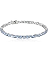14K Gold 4mm Created Aquamarine Tennis Bracelet