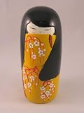 Cute & Funky Oriental Kokeshi Doll Chizuko, Yellow