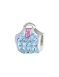 SilveRado (tm) BM009-3-2 Bling Handbag Bling Blue Bead / Charm