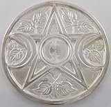 Triple Moon Pentagram Silver Plated Altar Tile