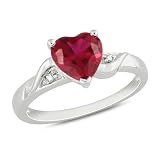 Sterling Silver 1 5/8 CT TGW Created Ruby 0.01 CT TDW Diamond Heart Ring (G-H, I3)