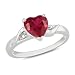 Sterling Silver 1 5/8 CT TGW Created Ruby 0.01 CT TDW Diamond Heart Ring (G-H, I3)