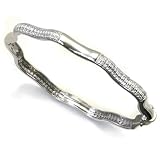 14K White Gold Pave Set Diamond Bangle