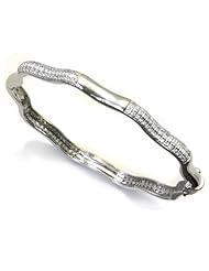 14K White Gold Pave Set Diamond Bangle