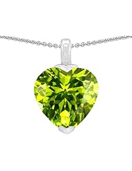 Original Star K (tm) 10mm Heart Shaped Simulated Peridot Pendant in .925 Sterling Silver