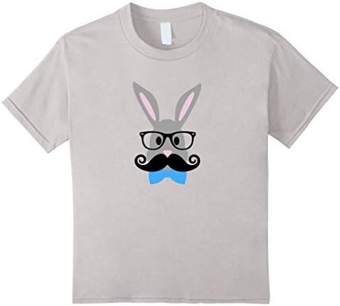 Kids Hip Easter Bunny Mustache T Shirt Boys 8 Silver