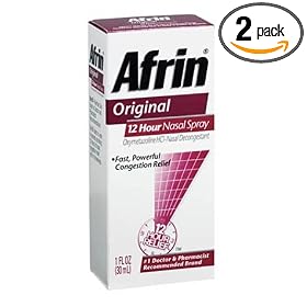 Afrin 12 Hour Decongestant Nasal Spray, Original, 1-Ounce Pumps (Pack of 2)