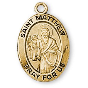 12K Gold Filled Saint Matthew Medal and 18 Chain