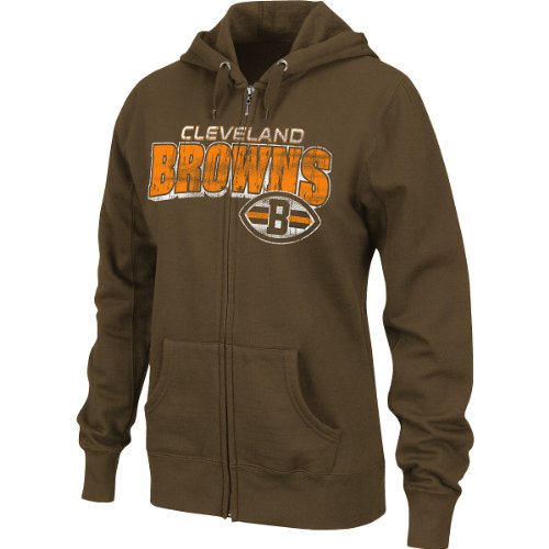 NFL Women's Cleveland Browns Football Classic III Long Sleeve Fullzip Fleece Hoodie (Classic Brown, X-Large)