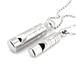 Stainless Steel Couples Whistle Pendant Necklace Set 16"/20-24"