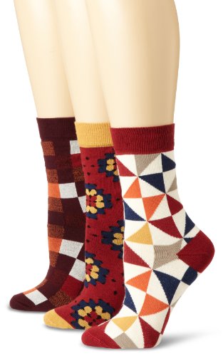 PACT Womens Three-Pack Fun Crew Socks