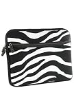 Universal Soft Sleeve Pouch for 8 - 10 Netbook Laptop - Exotic Safari Black White Zebra Print with Double Zipper