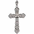 14Kt White Gold Vintage Diamond Cross Pendant