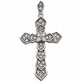 14Kt White Gold Vintage Diamond Cross Pendant - B000APSUKC