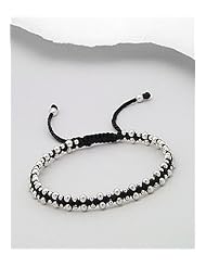 Cotton Waxed Thread Bracelet In Sterling Silver