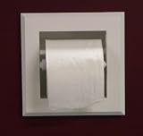 (TP-7) Recessed Bevel Frame. In the wall Bathroom Toilet Paper Holder, inset in the wall between studs, Solid Wood, accommodates both single and double size rolls, Enamel finish or stain finish in your color choice, or unfinished also! Replace those ugly rusting metal units with a solid wood custom product!