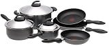 T-Fal Initiatives Hard Enamel 9-Piece Cookware Set, Black