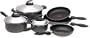 T-Fal Initiatives Hard Enamel 9-Piece Cookware Set, Black