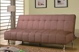 Futon Sofa Bed with Metal Legs in Tan Microfiber