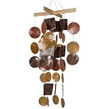 Asli Arts Large 19 Inch Capiz Shell Chime, Brown Combo