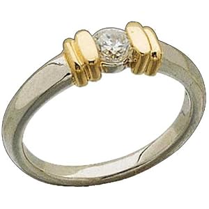 18K Yellow Gold and Platinum Pre-Set Diamond Engagement Ring