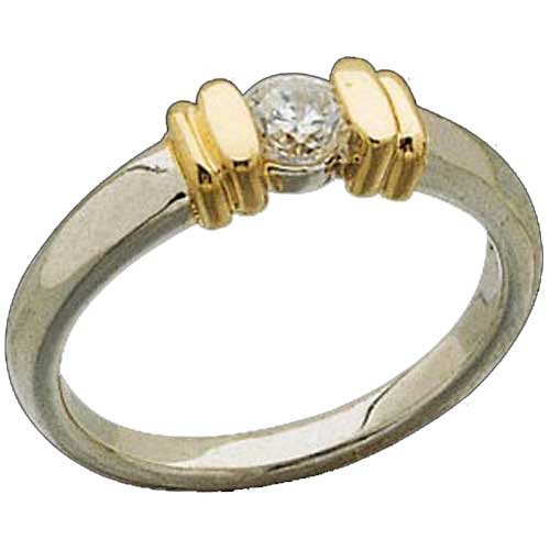 18K Yellow Gold and Platinum Pre-Set Diamond Engagement Ring